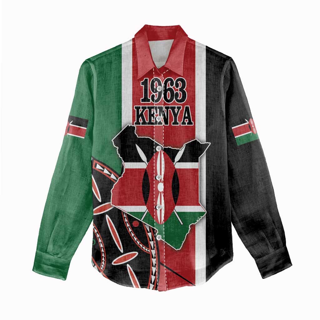 Personalized Jamhuri Day Women Casual Shirt Kenya Map With African Shield LT18