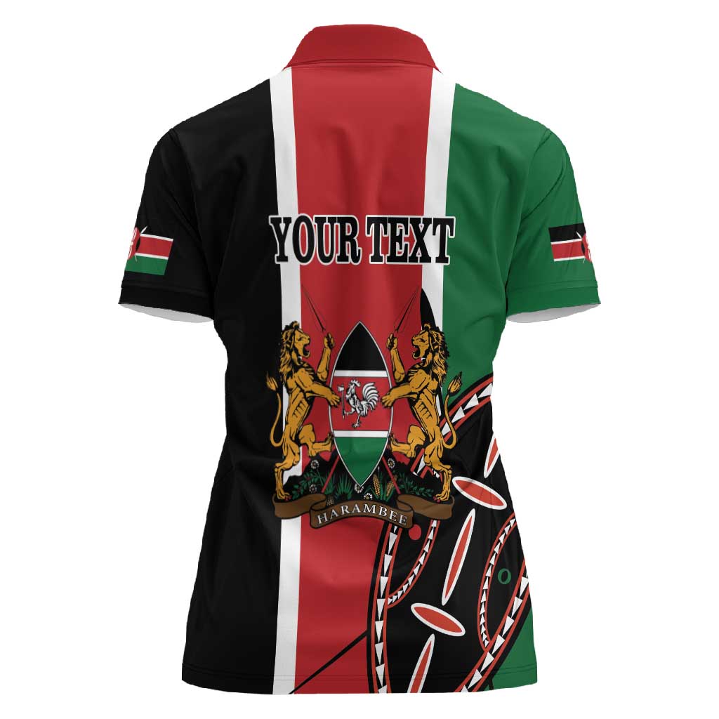 Personalized Jamhuri Day Women Polo Shirt Kenya Map With African Shield
