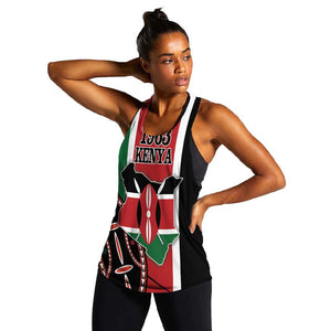 Personalized Jamhuri Day Women Racerback Tank Kenya Map With African Shield