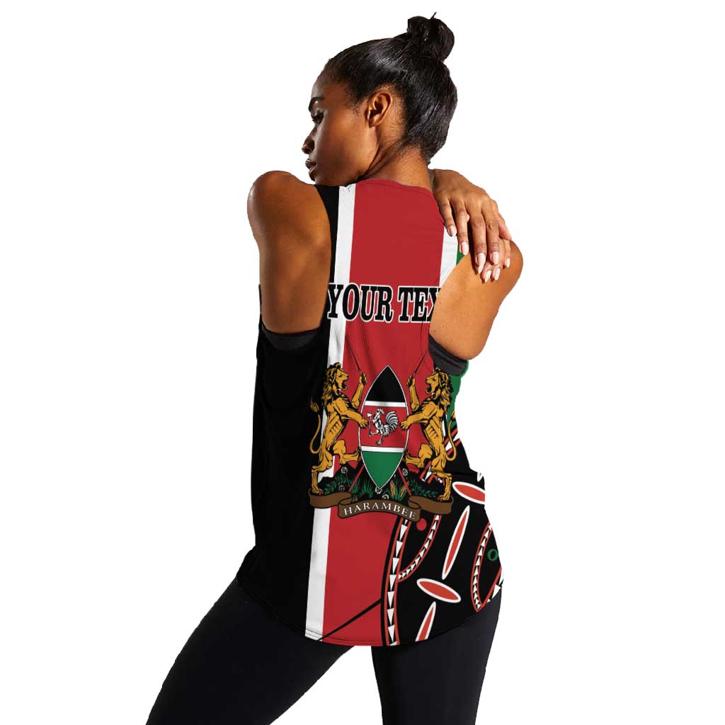 Personalized Jamhuri Day Women Racerback Tank Kenya Map With African Shield