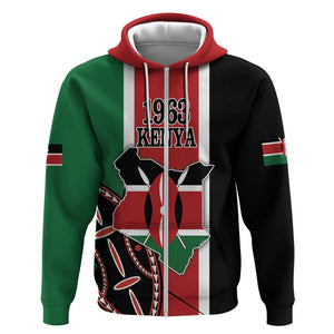 Personalized Jamhuri Day Zip Hoodie Kenya Map With African Shield