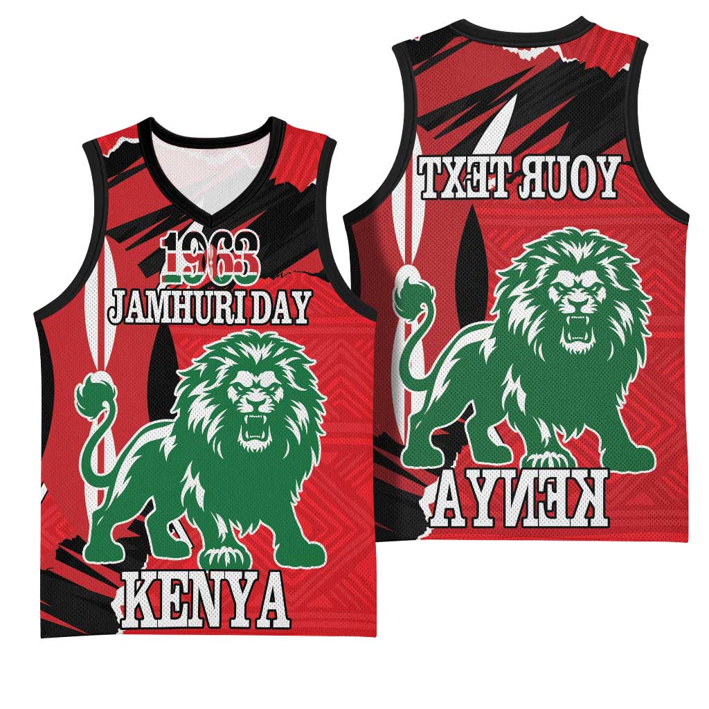 Personalized Jamhuri Day 1963 Basketball Jersey Angry Lion With African Shield - African Pride