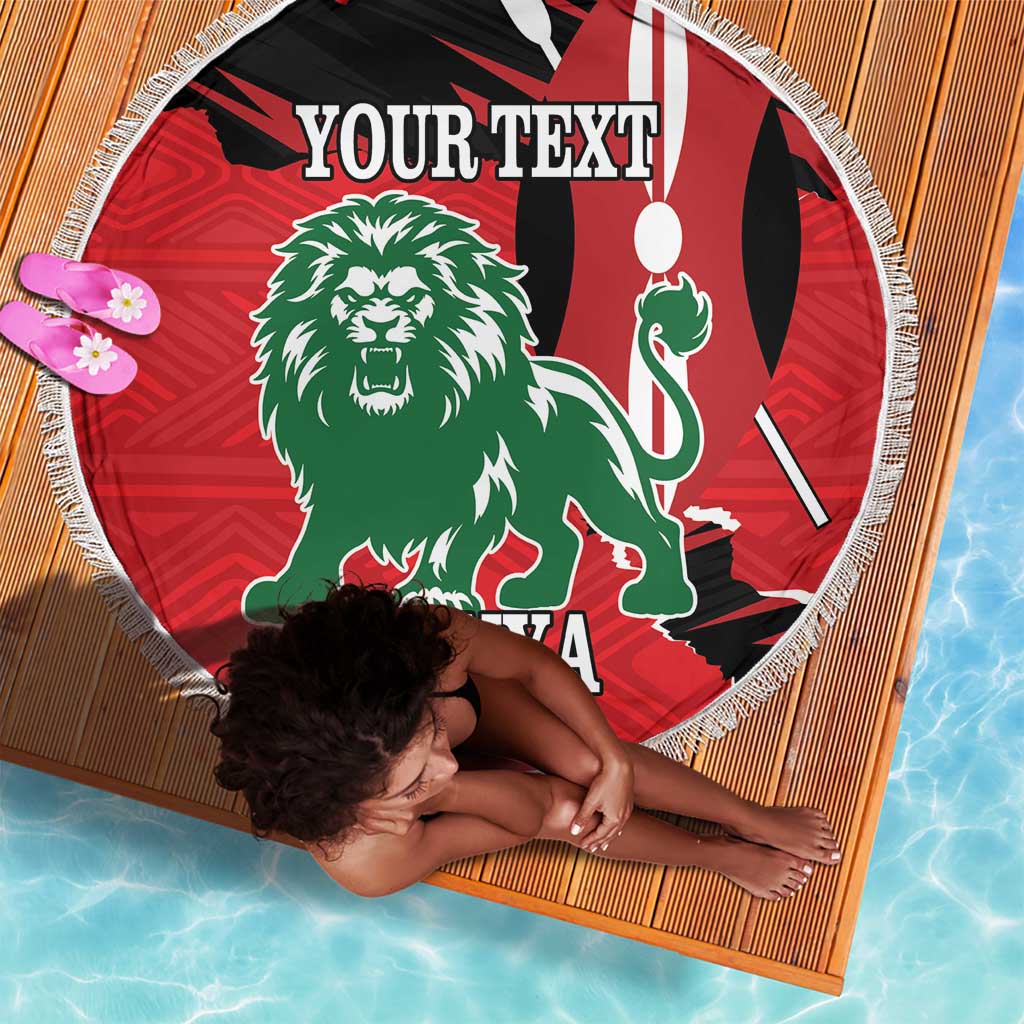 Personalized Jamhuri Day 1963 Beach Blanket Angry Lion With African Shield