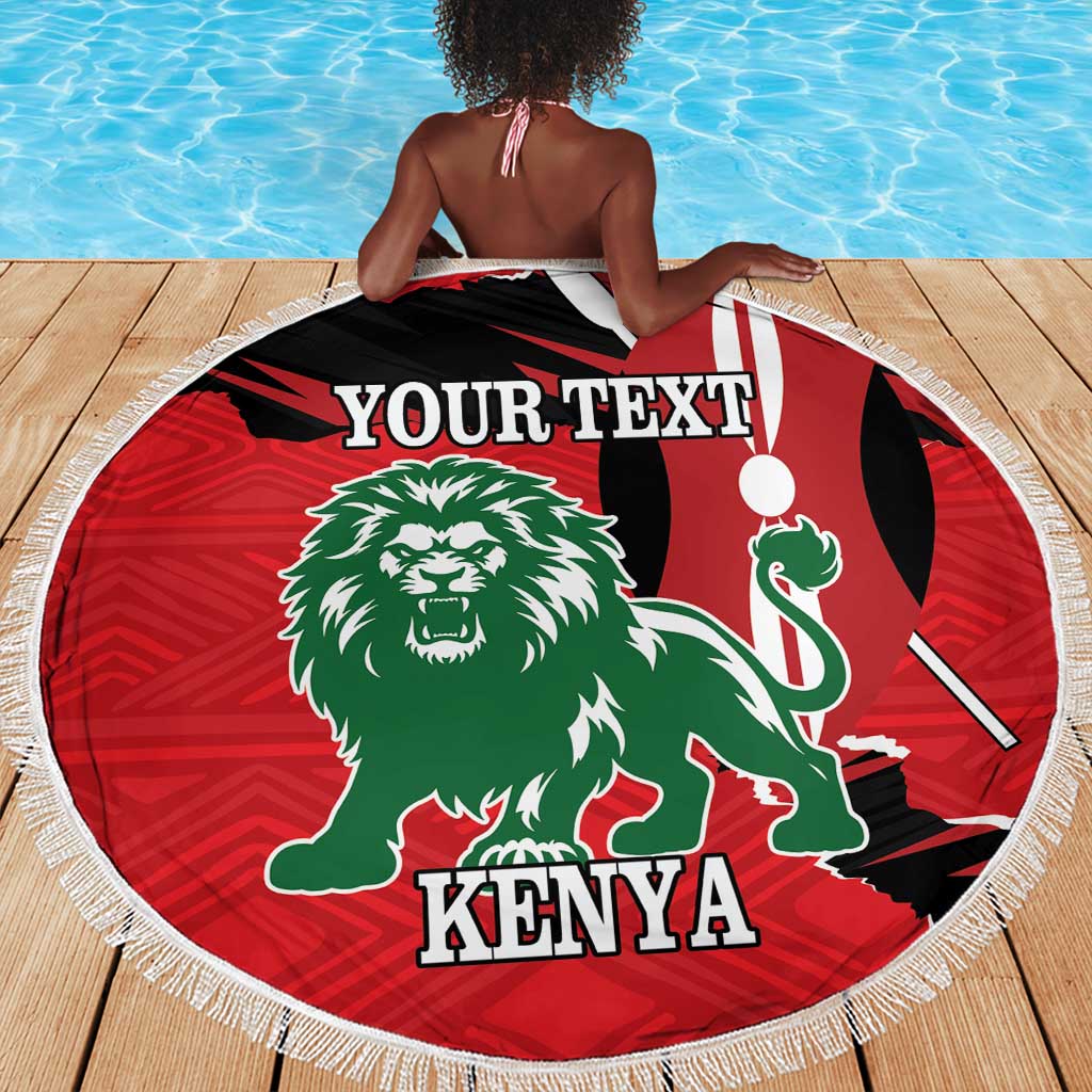 Personalized Jamhuri Day 1963 Beach Blanket Angry Lion With African Shield