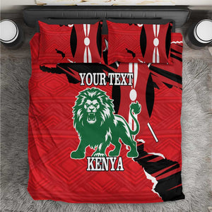 Personalized Jamhuri Day 1963 Bedding Set Angry Lion With African Shield
