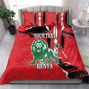 Personalized Jamhuri Day 1963 Bedding Set Angry Lion With African Shield