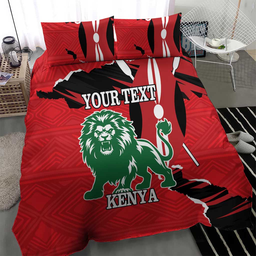 Personalized Jamhuri Day 1963 Bedding Set Angry Lion With African Shield