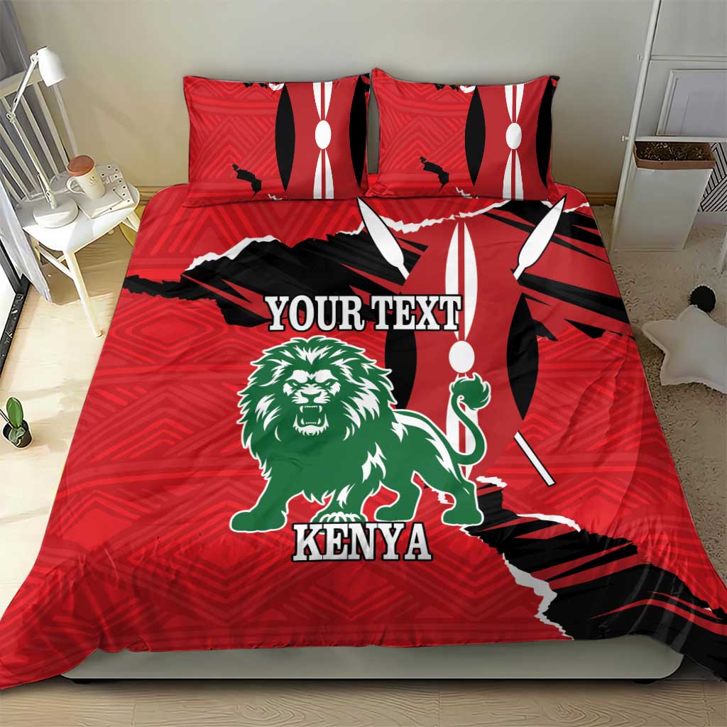 Personalized Jamhuri Day 1963 Bedding Set Angry Lion With African Shield