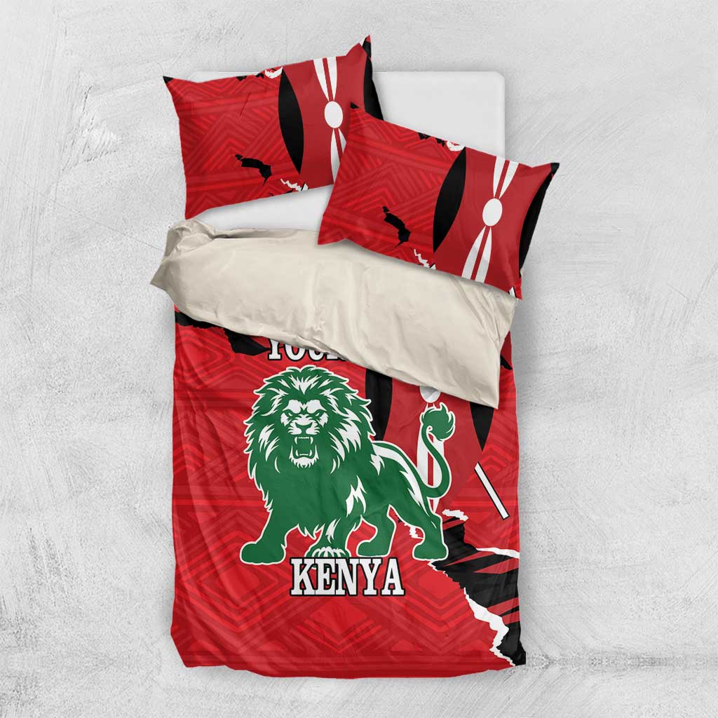 Personalized Jamhuri Day 1963 Bedding Set Angry Lion With African Shield
