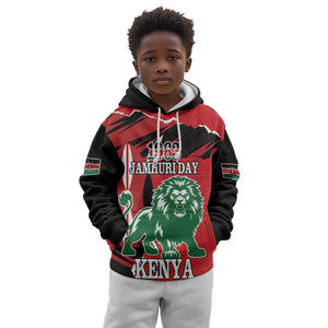 Personalized Jamhuri Day 1963 Kid Hoodie Angry Lion With African Shield