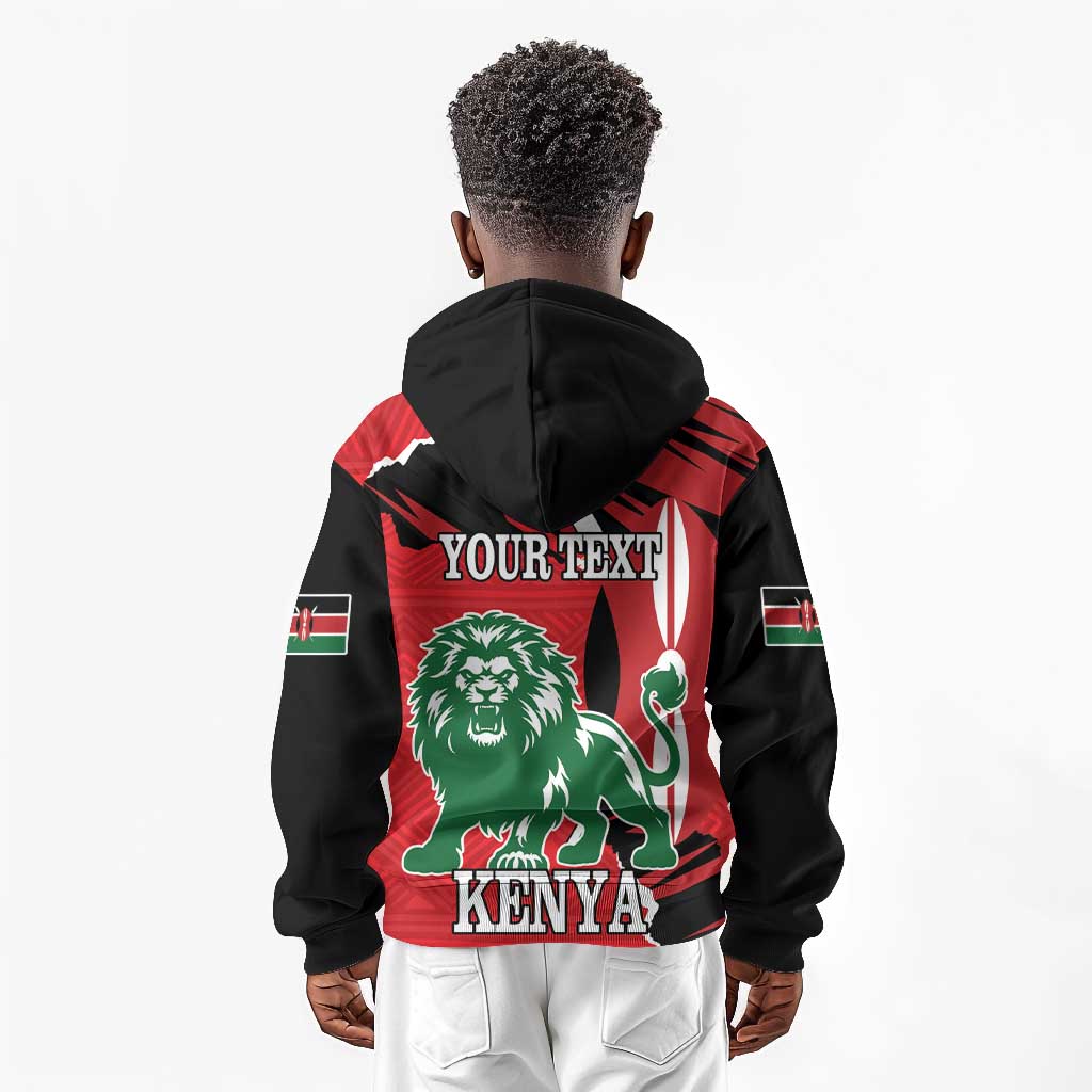 Personalized Jamhuri Day 1963 Kid Hoodie Angry Lion With African Shield