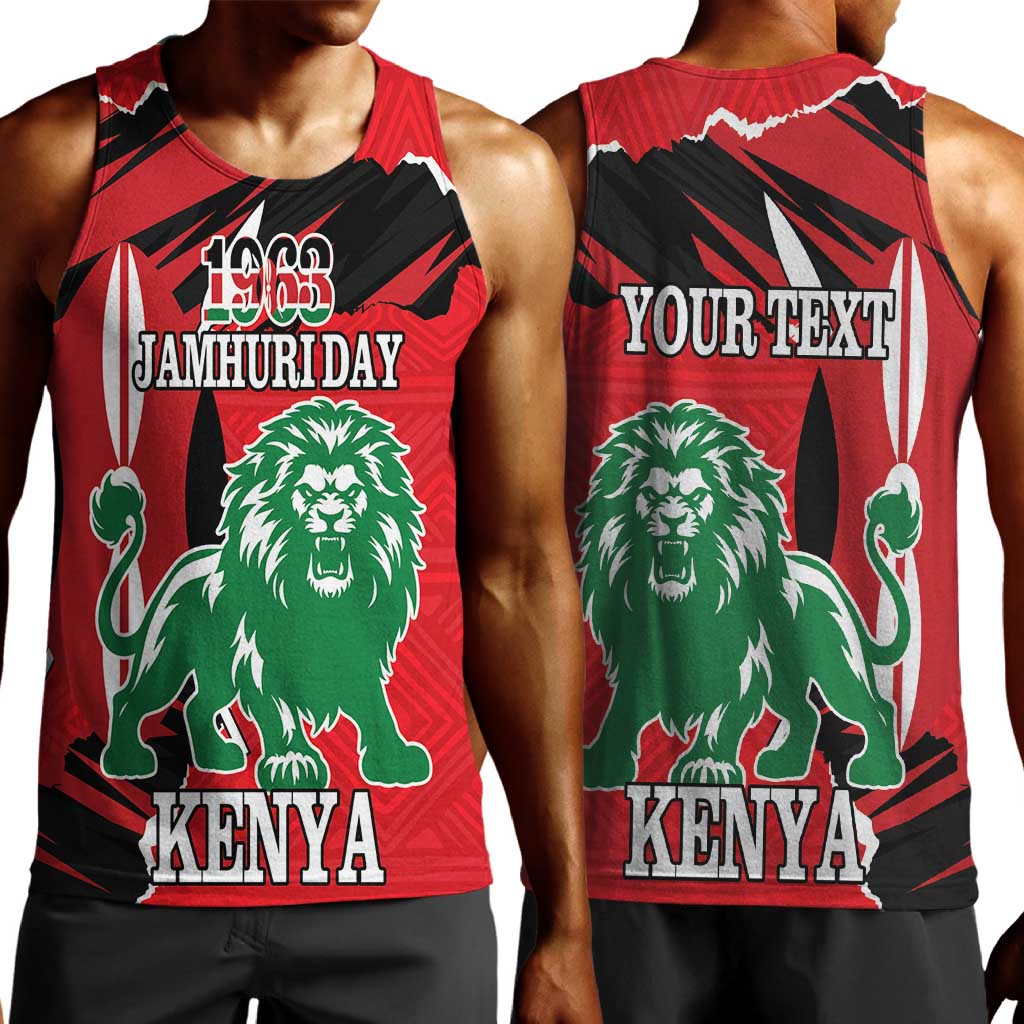 Personalized Jamhuri Day 1963 Men Tank Top Angry Lion With African Shield