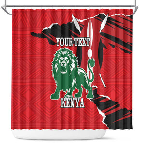 Personalized Jamhuri Day 1963 Shower Curtain Angry Lion With African Shield