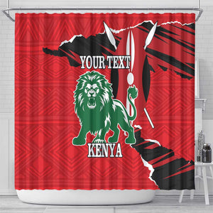 Personalized Jamhuri Day 1963 Shower Curtain Angry Lion With African Shield
