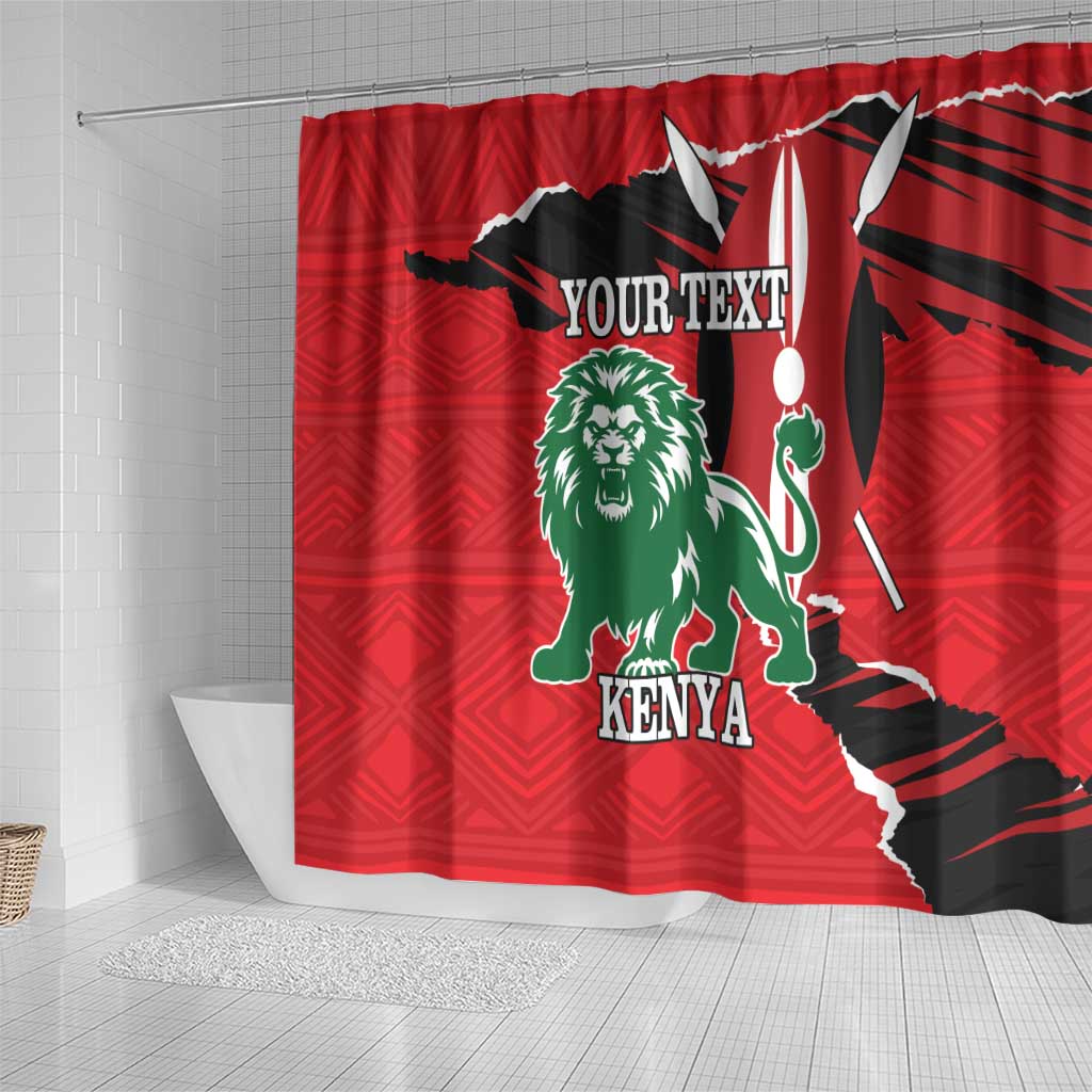 Personalized Jamhuri Day 1963 Shower Curtain Angry Lion With African Shield