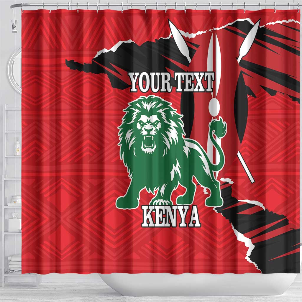 Personalized Jamhuri Day 1963 Shower Curtain Angry Lion With African Shield
