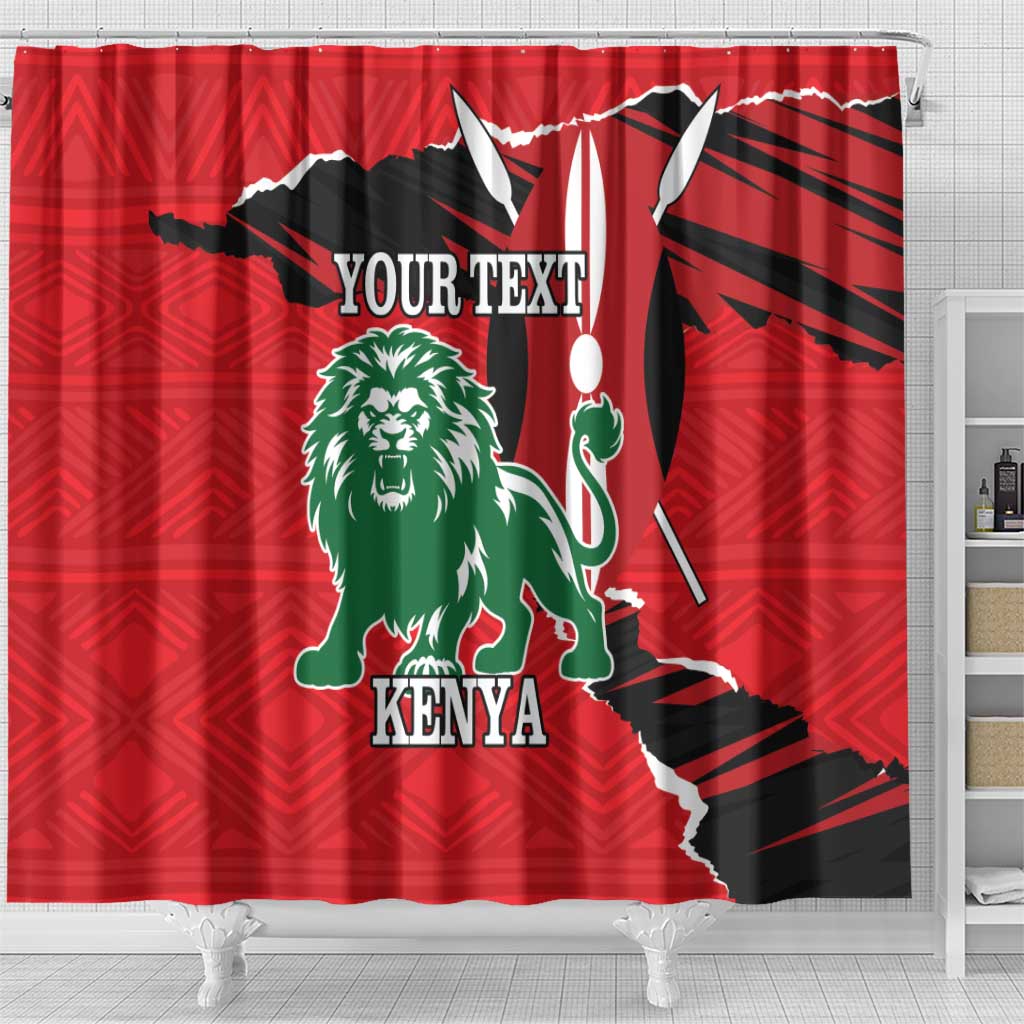 Personalized Jamhuri Day 1963 Shower Curtain Angry Lion With African Shield