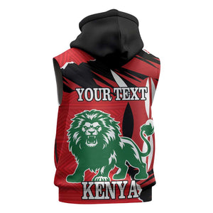 Personalized Jamhuri Day 1963 Sleeveless Hoodie Angry Lion With African Shield - African Pride