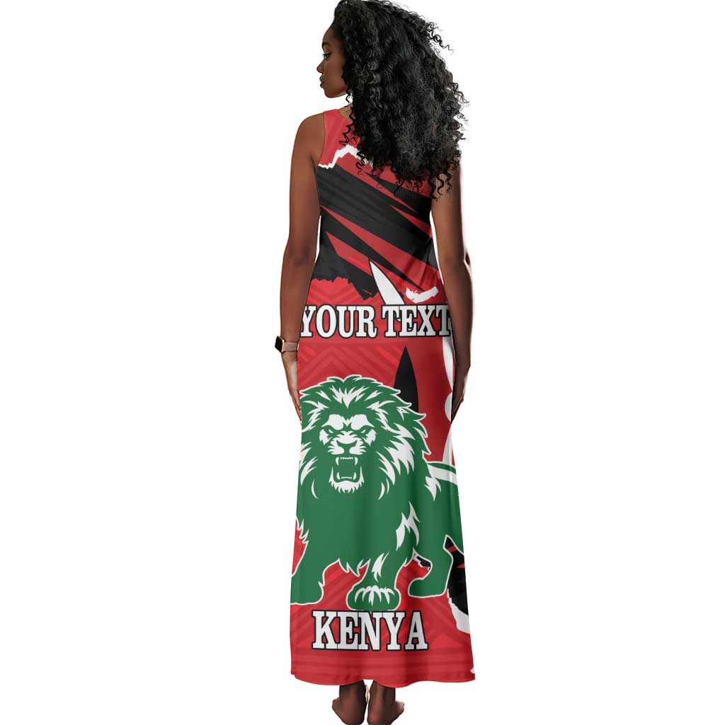 Personalized Jamhuri Day 1963 Tank Maxi Dress Angry Lion With African Shield