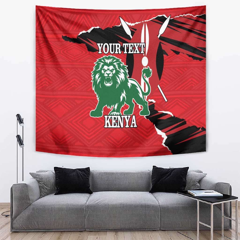 Personalized Jamhuri Day 1963 Tapestry Angry Lion With African Shield