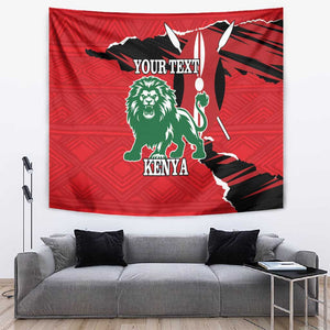 Personalized Jamhuri Day 1963 Tapestry Angry Lion With African Shield