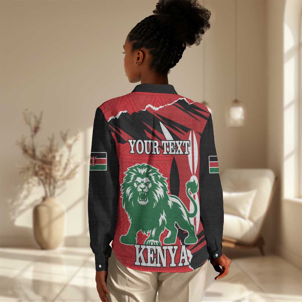 Personalized Jamhuri Day 1963 Women Casual Shirt Angry Lion With African Shield LT18