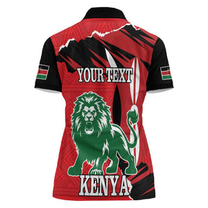 Personalized Jamhuri Day 1963 Women Polo Shirt Angry Lion With African Shield