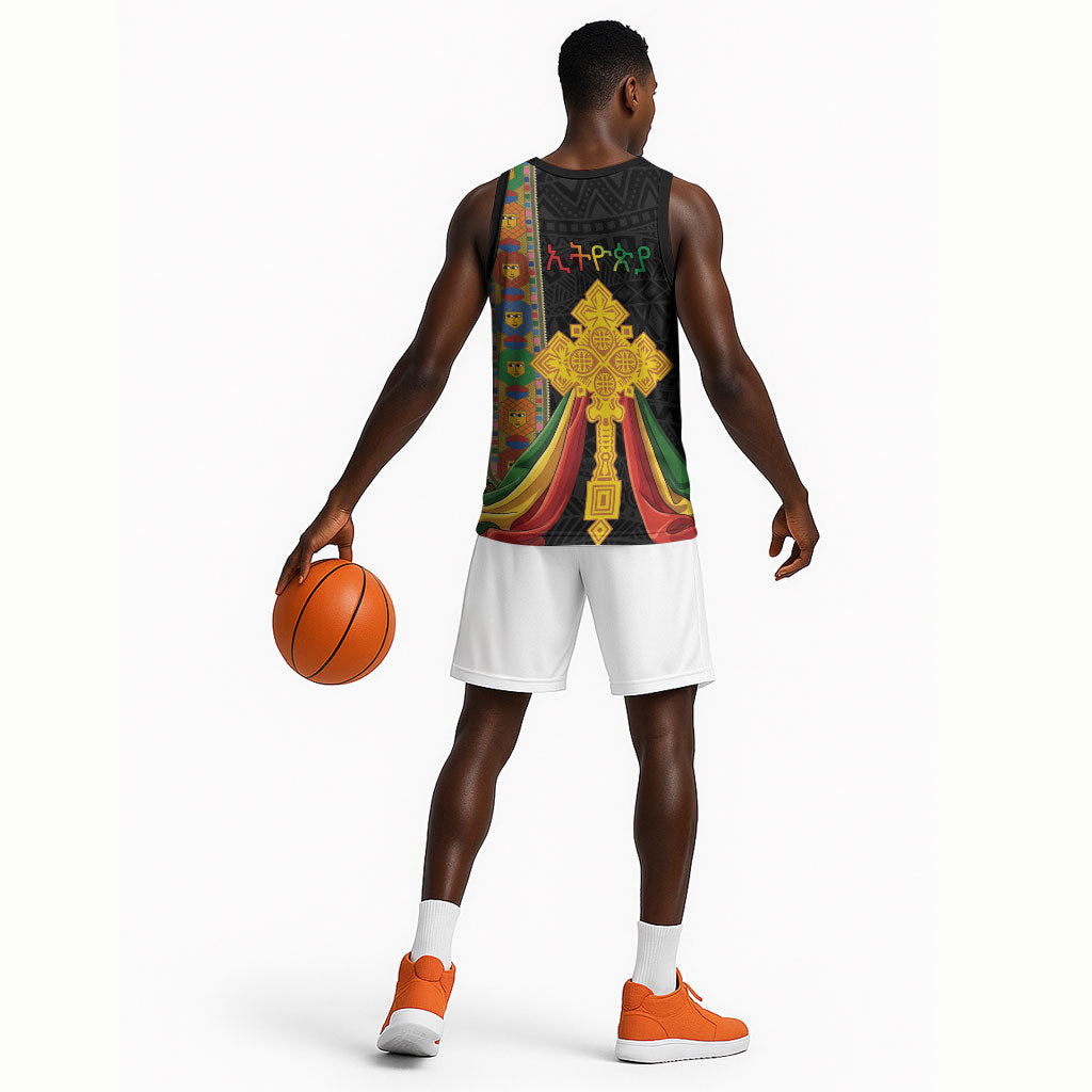 Ethiopia Lion Cross Basketball Jersey Habesha Heritage Style