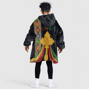Ethiopia Lion Cross Kid Wearable Blanket Hoodie Habesha Heritage Style