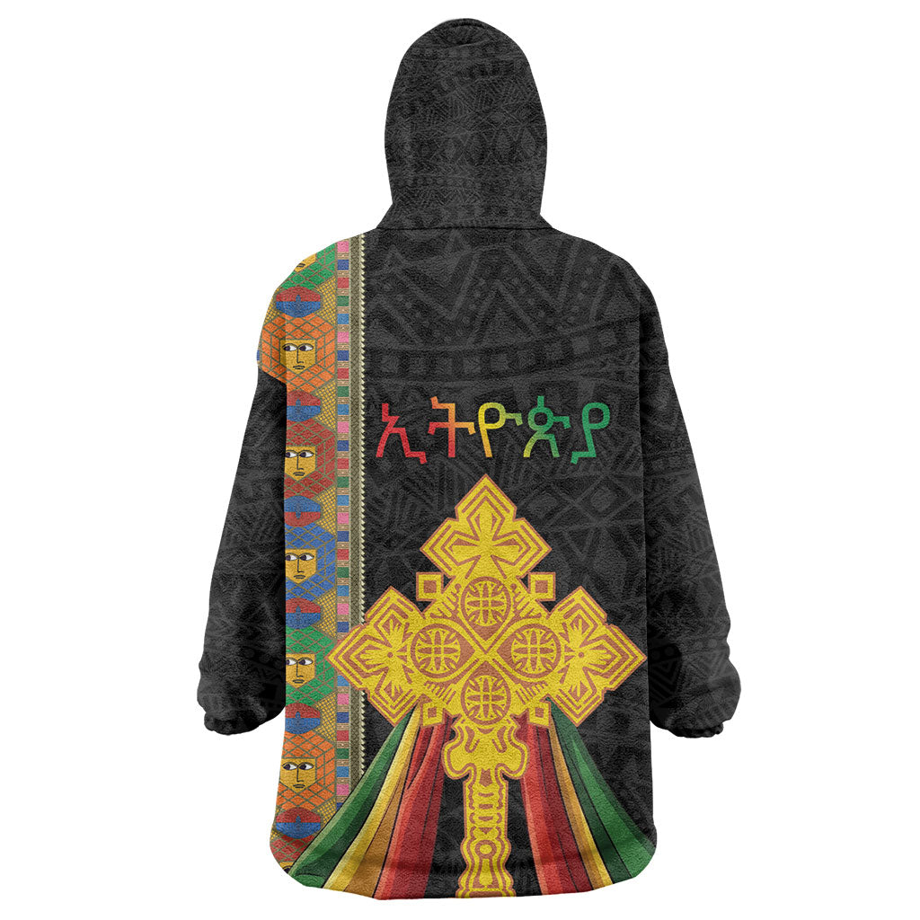 Ethiopia Lion Cross Kid Wearable Blanket Hoodie Habesha Heritage Style