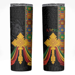 Ethiopia Lion Cross Skinny Tumbler Habesha Heritage Style