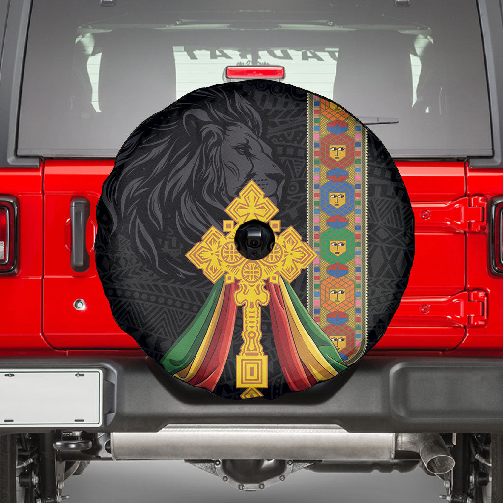 Ethiopia Lion Cross Spare Tire Cover Habesha Heritage Style