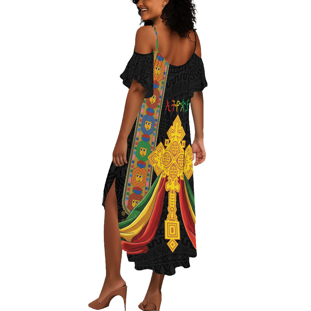 Ethiopia Lion Cross Summer Maxi Dress Habesha Heritage Style