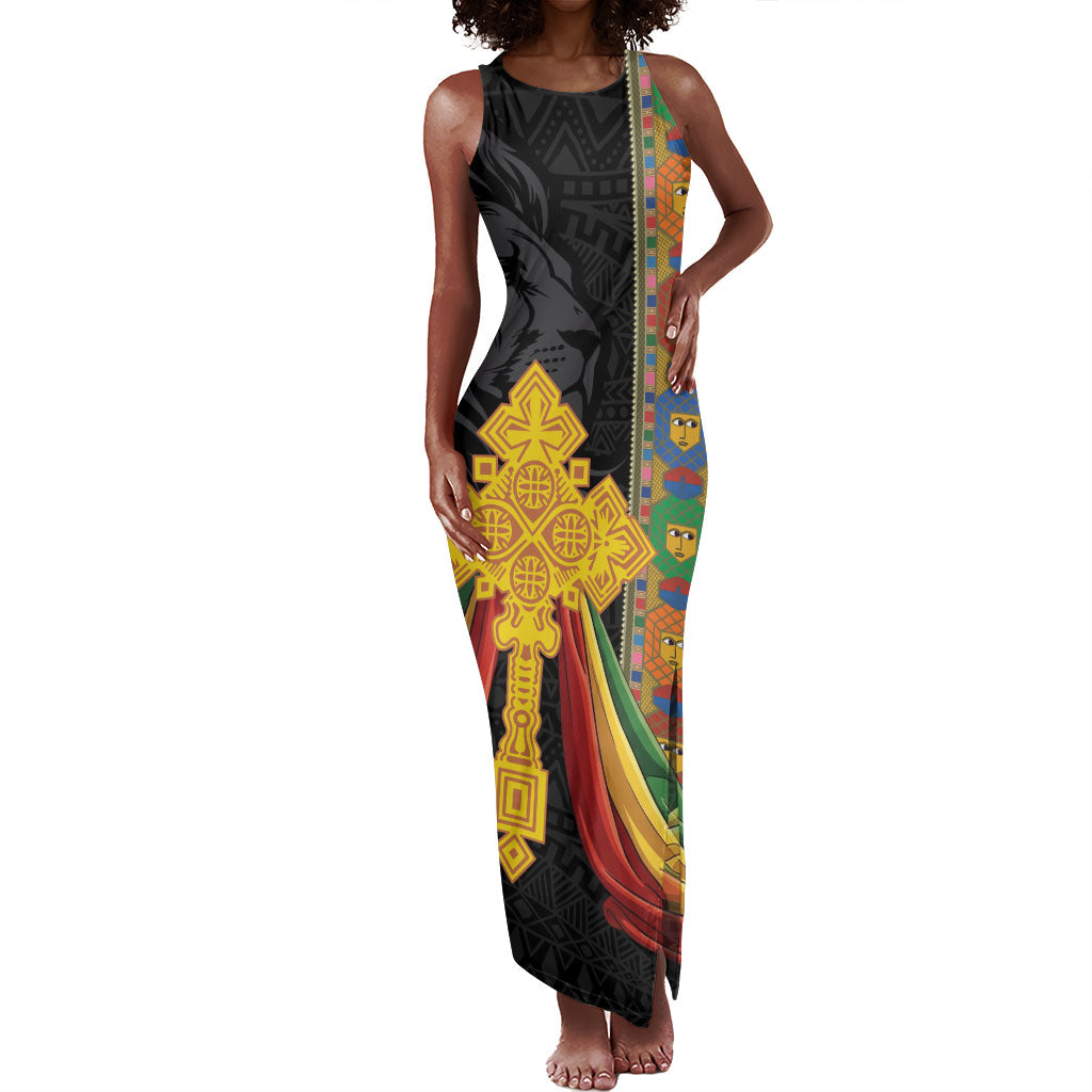 Ethiopia Lion Cross Tank Maxi Dress Habesha Heritage Style