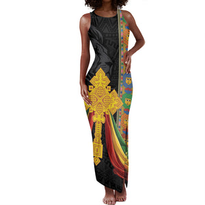 Ethiopia Lion Cross Tank Maxi Dress Habesha Heritage Style