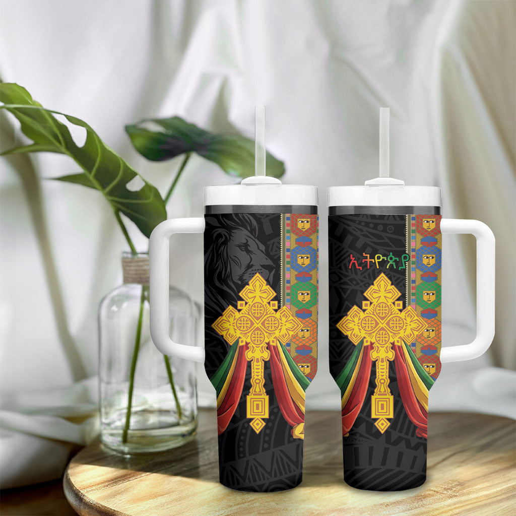 Ethiopia Lion Cross Tumbler With Handle Habesha Heritage Style