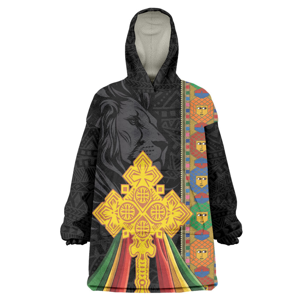 Ethiopia Lion Cross Wearable Blanket Hoodie Habesha Heritage Style