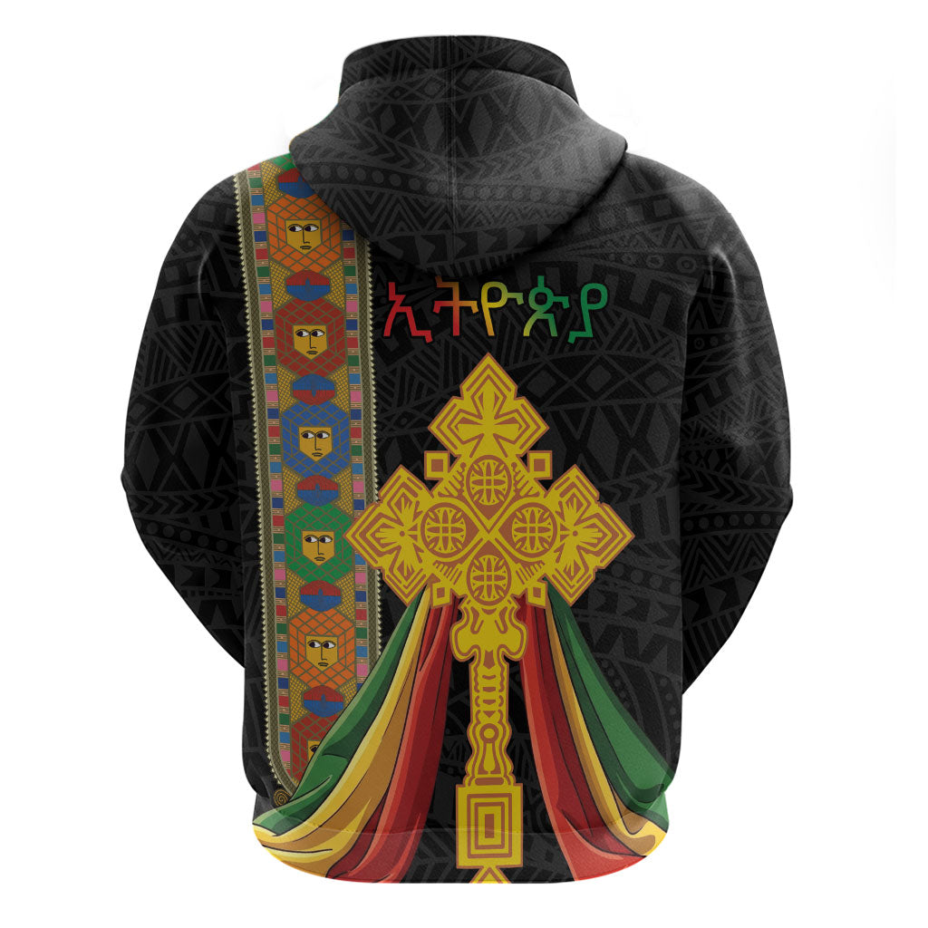 Ethiopia Lion Cross Zip Hoodie Habesha Heritage Style