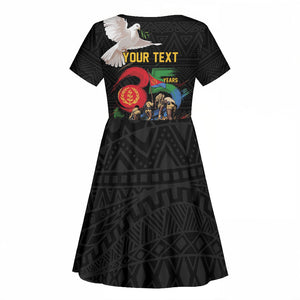 Personalized Eritrea Independence 35 Years Kid Short Sleeve Dress Freedom Fighters Heritage