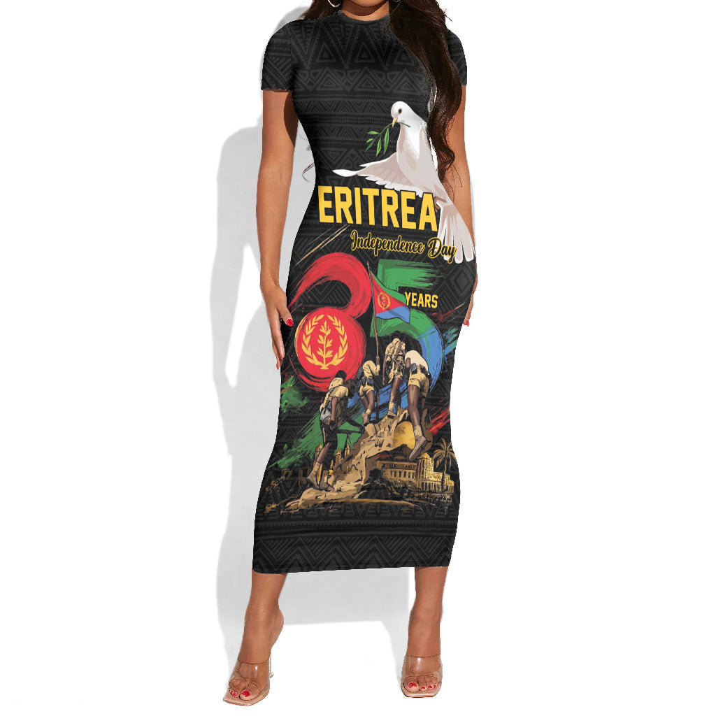 Personalized Eritrea Independence 35 Years Short Sleeve Bodycon Dress Freedom Fighters Heritage