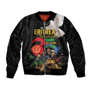 Personalized Eritrea Independence 35 Years Sleeve Zip Bomber Jacket Freedom Fighters Heritage