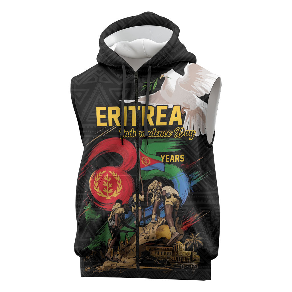 Personalized Eritrea Independence 35 Years Sleeveless Zip Hoodie Freedom Fighters Heritage