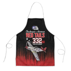 Tuskegee Red Tails Airmen WWII Tribute Apron 332nd Fighter Group - Black