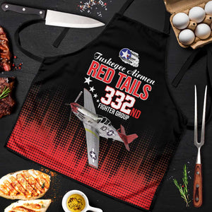 Tuskegee Red Tails Airmen WWII Tribute Apron 332nd Fighter Group - Black