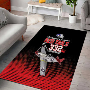 Tuskegee Red Tails Airmen WWII Tribute Area Rug 332nd Fighter Group - Black - African Pride