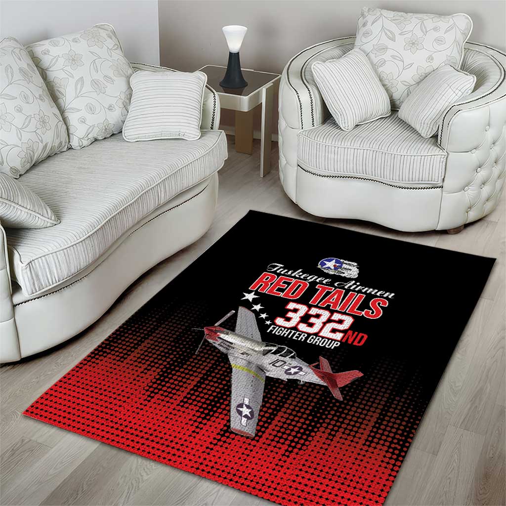 Tuskegee Red Tails Airmen WWII Tribute Area Rug 332nd Fighter Group - Black - African Pride