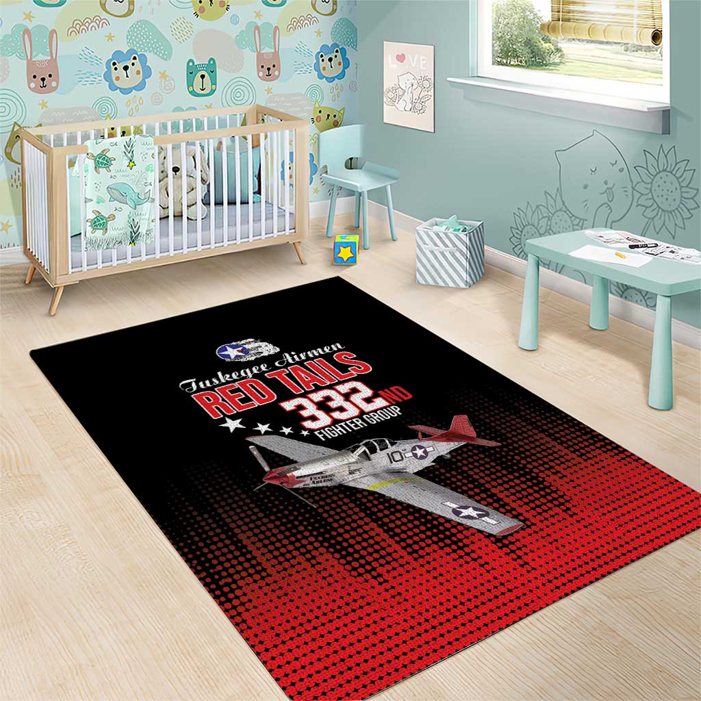 Tuskegee Red Tails Airmen WWII Tribute Area Rug 332nd Fighter Group - Black - African Pride