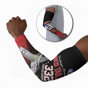 Tuskegee Red Tails Airmen WWII Tribute Arm Sleeves 332nd Fighter Group - Black