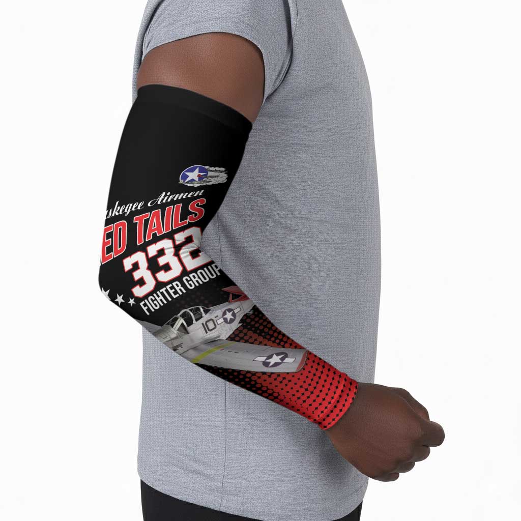 Tuskegee Red Tails Airmen WWII Tribute Arm Sleeves 332nd Fighter Group - Black