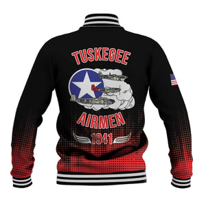 Tuskegee Red Tails Airmen WWII Tribute Baseball Jacket 332nd Fighter Group - Black